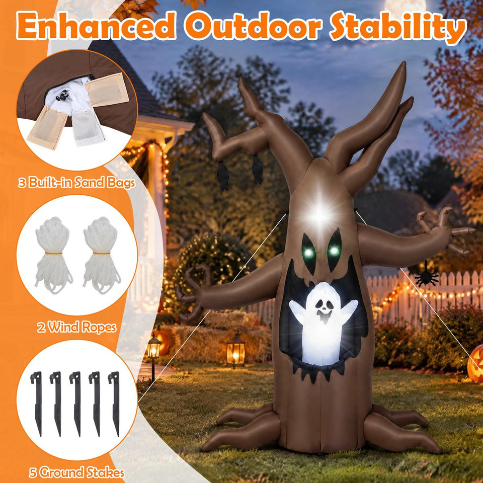 8-foot Halloween Inflatable Tree with Animated Ghost product image