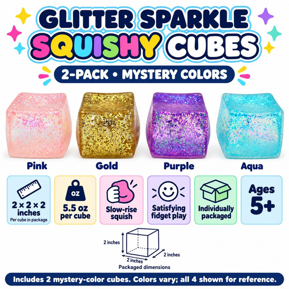 Mystery Glitter Sparkle Squishy Cubes (2-Pack) product image