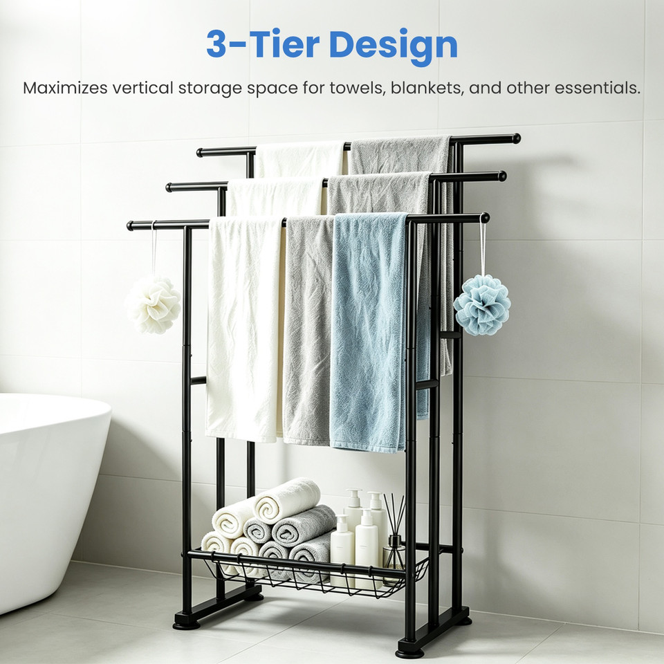 3-Tier Freestanding Bathroom Towel Rack product image