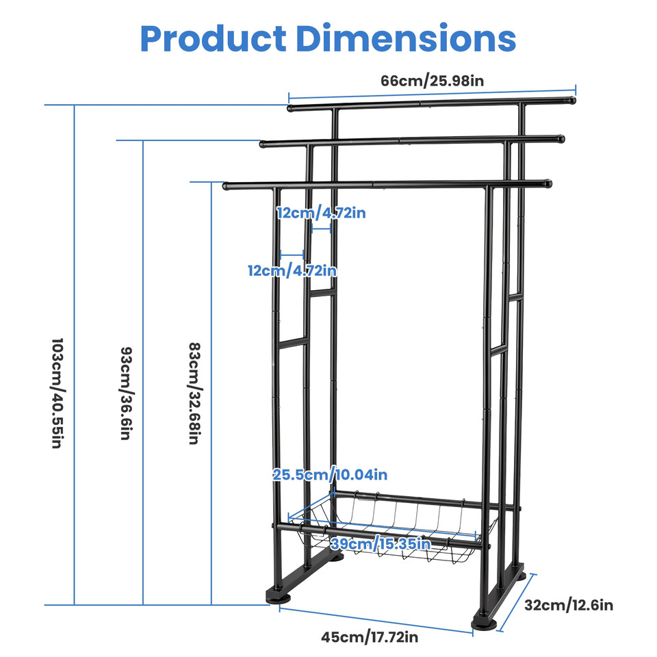 3-Tier Freestanding Bathroom Towel Rack product image