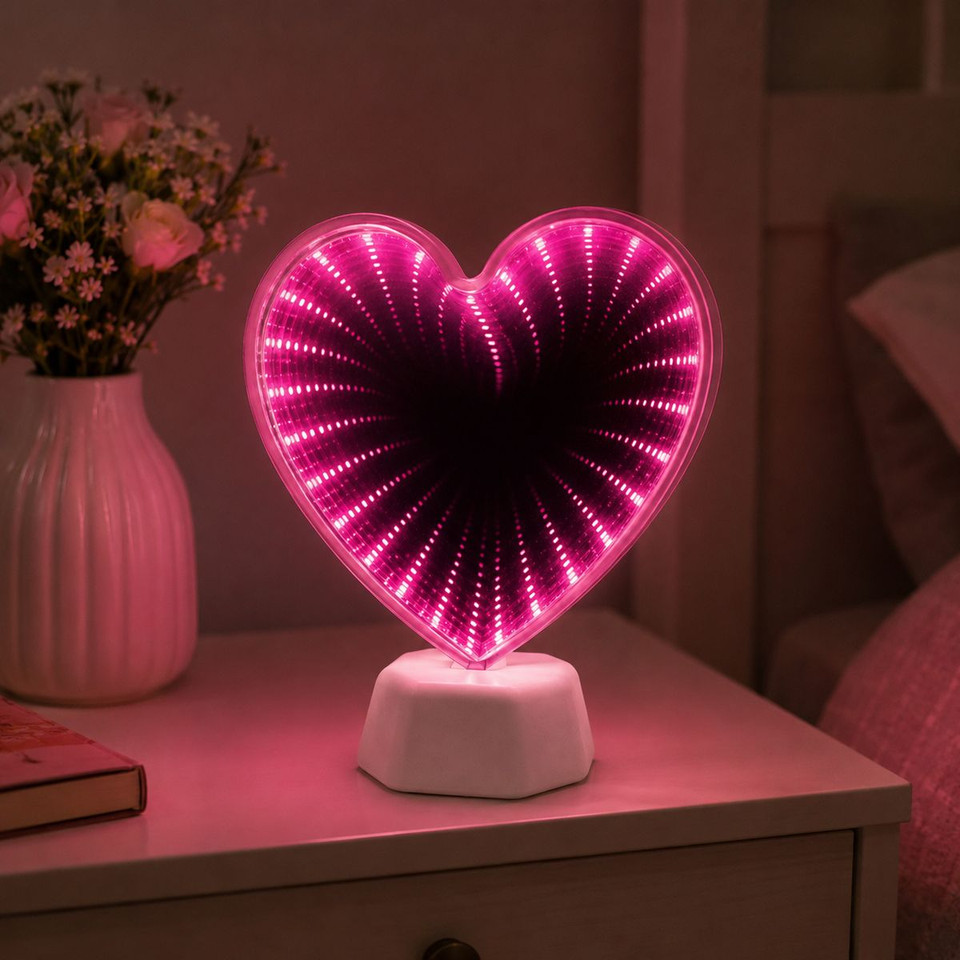 Heart Icon LED Infinity Tunnel Desk Lamp product image