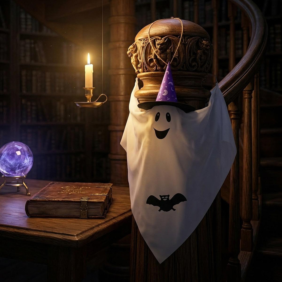Hanging Ghost with Wizard Hat product image