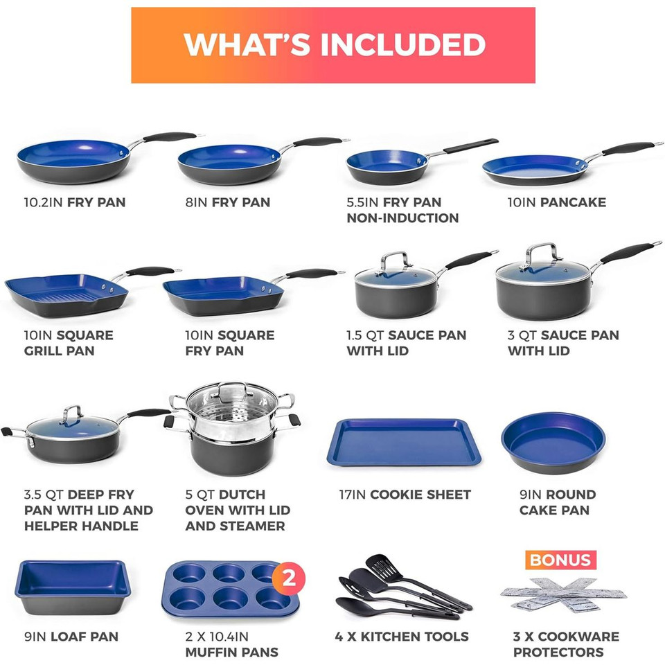 Mueller Sapphire UltraClad 24-Piece Cookware Set product image