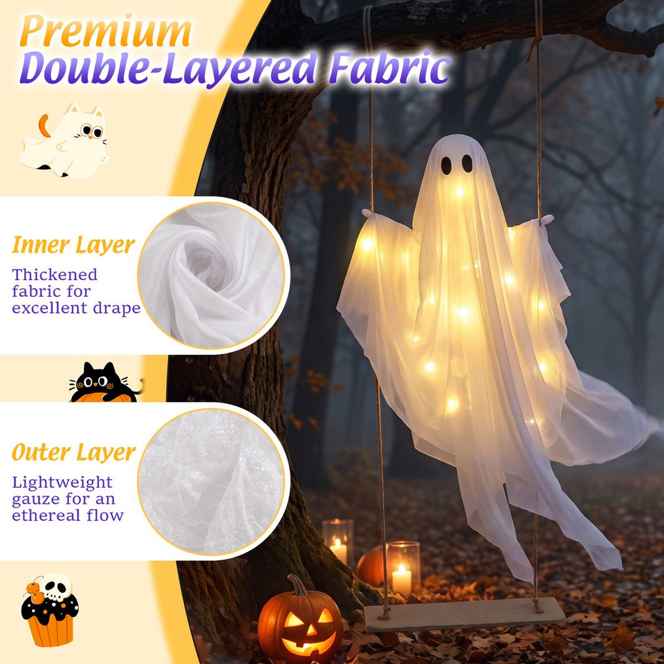 5-foot Light-up Halloween Ghost with LED String Lights  product image