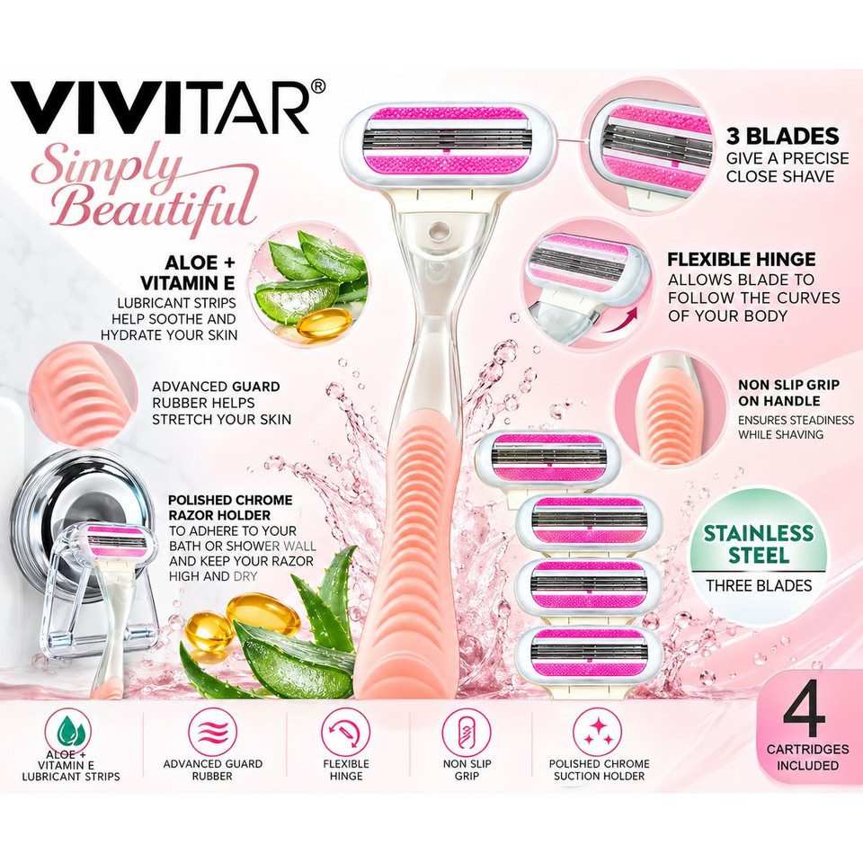 Vivitar Simply Beautiful Easy Glide 3-Blade Reloadable Razor Set product image