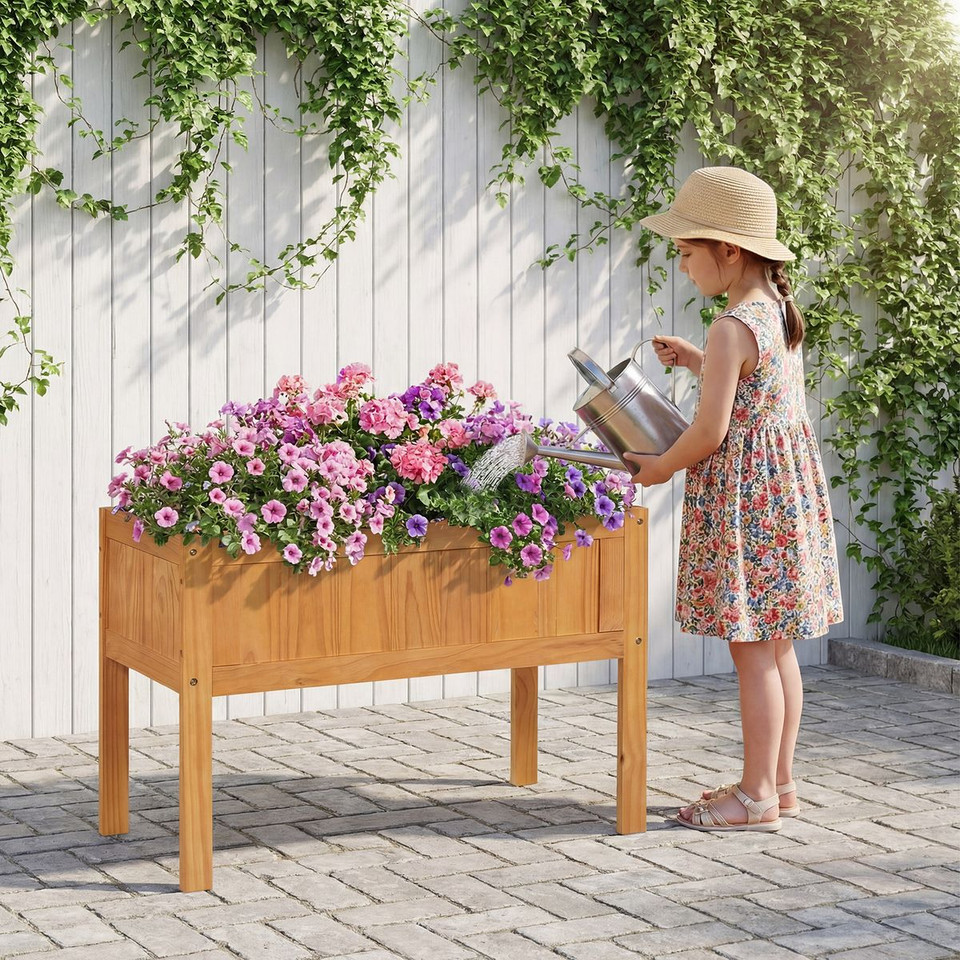 Wooden Raised Garden Planter Box with Bed Liner and Drainage Holes product image