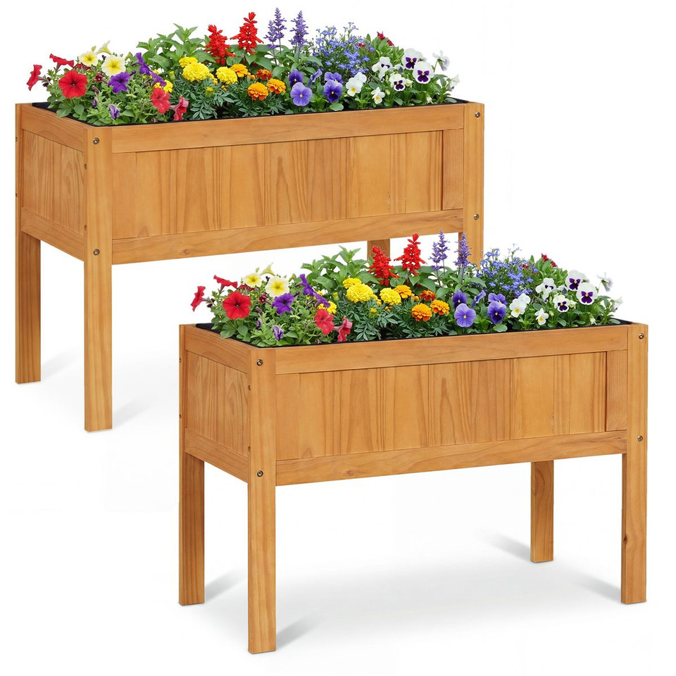 Wooden Raised Garden Planter Box with Bed Liner and Drainage Holes product image