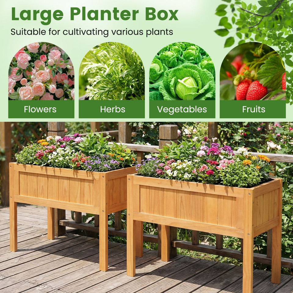 Wooden Raised Garden Planter Box with Bed Liner and Drainage Holes product image