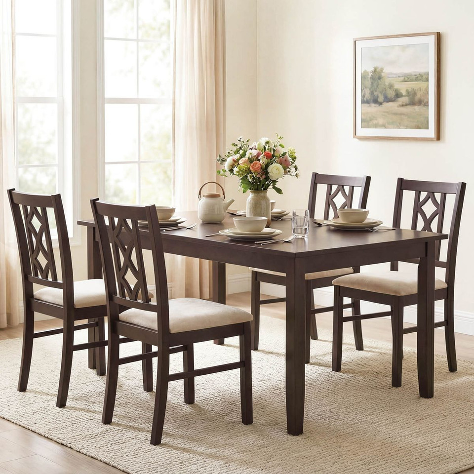 Dining Chairs with Hollowed Backrest and Padded Seat (Set of 2 or 4) product image