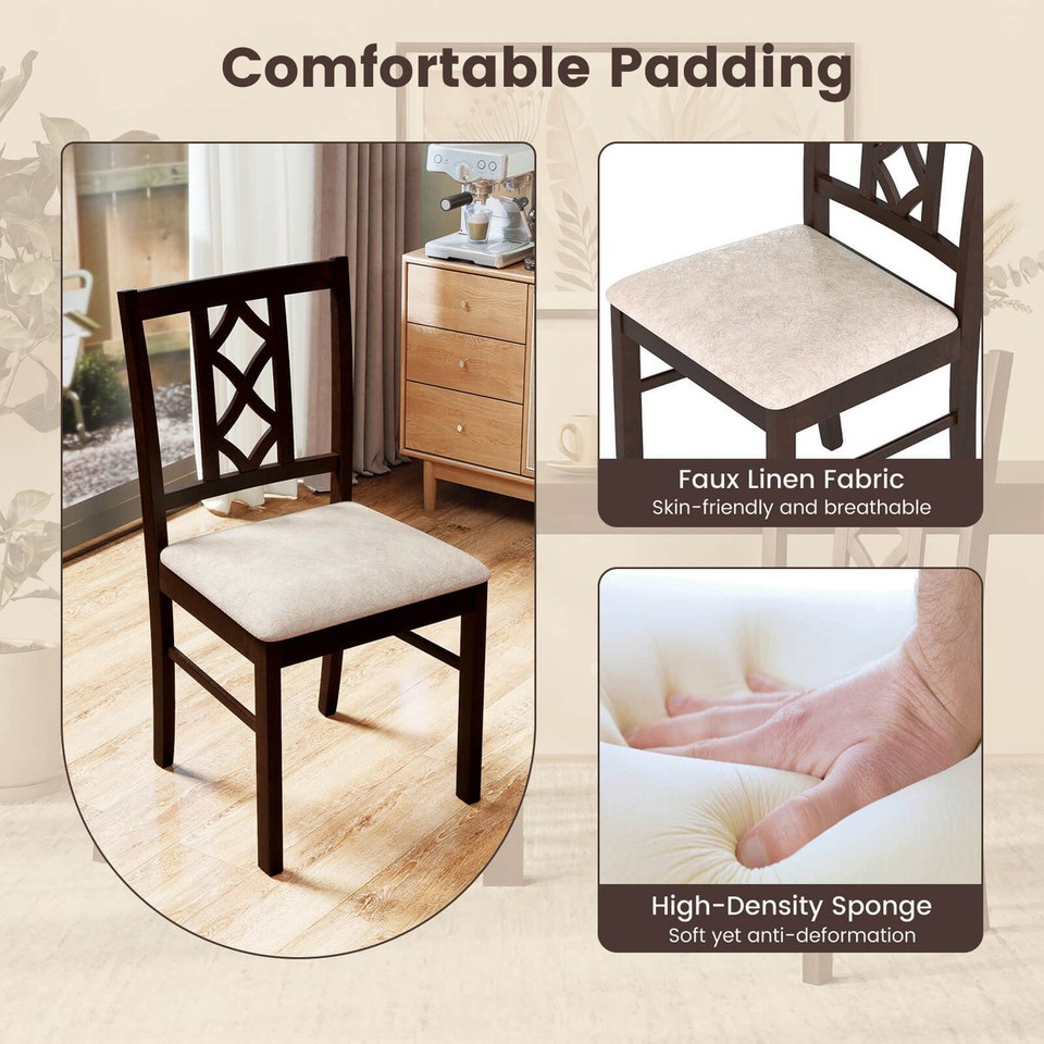 Dining Chairs with Hollowed Backrest and Padded Seat (Set of 2 or 4) product image