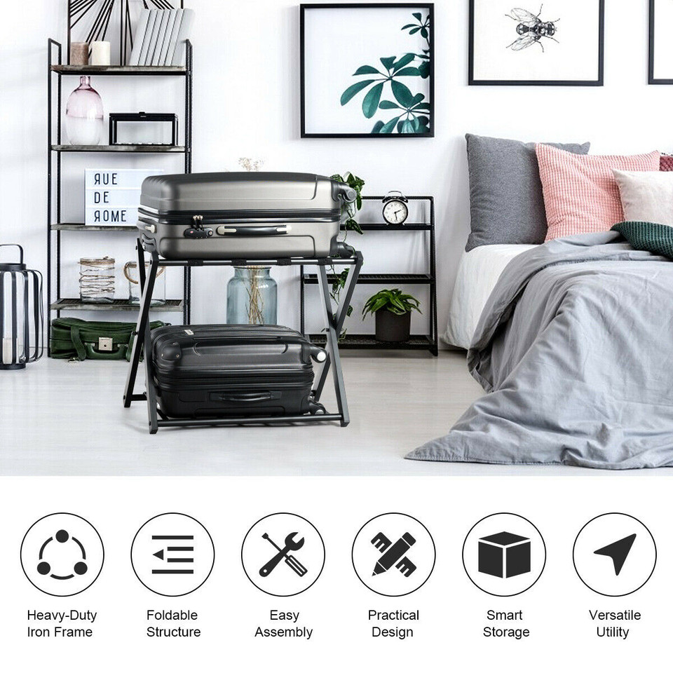 Folding Luggage Rack with Shelf (2-Pack) product image