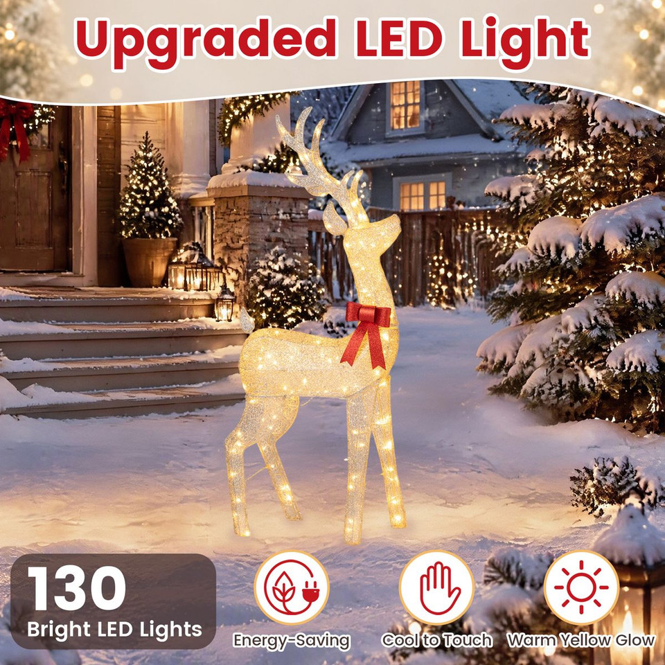 Golden Reindeer with 130 Warm Yellow LEDs product image
