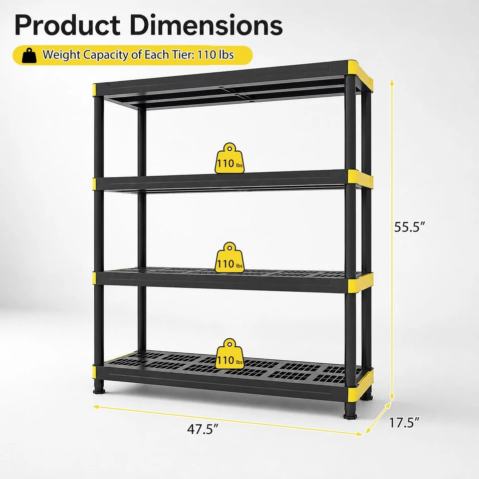 Plastic Storage Shelf with Anti-Tipping Kit (1- or 2-Pack) product image