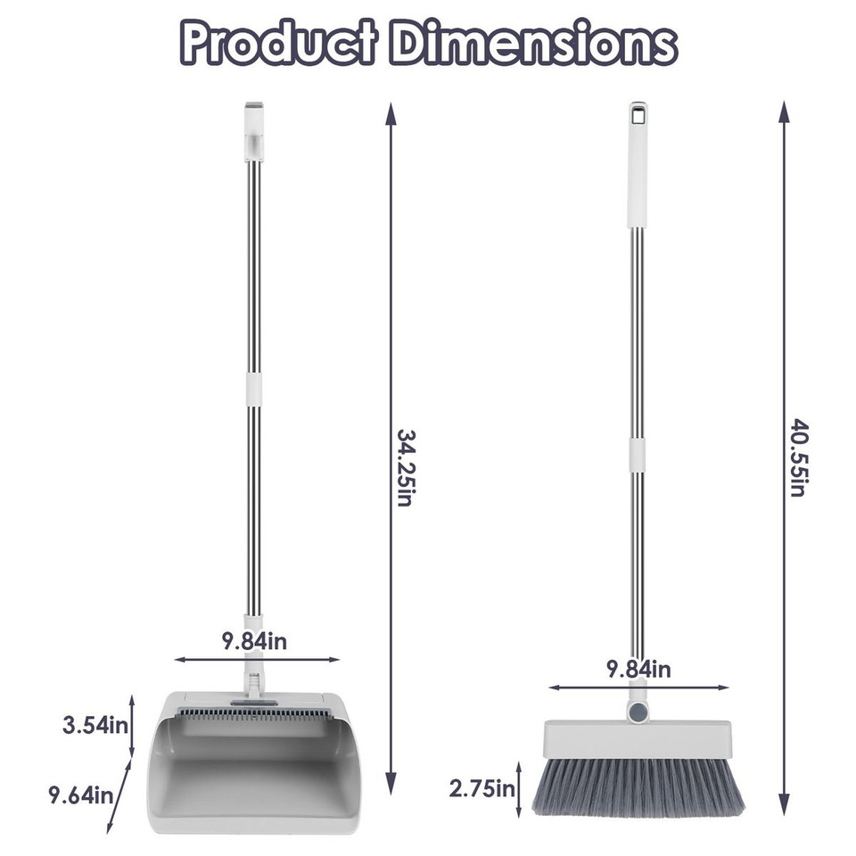 4-in-1 Upright Broom and Dustpan Set  product image