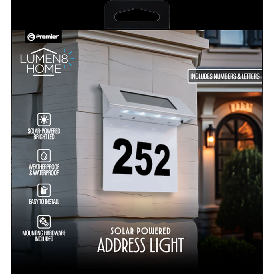 Lumen8 Solar Stainless Steel LED Illuminated Address Sign product image