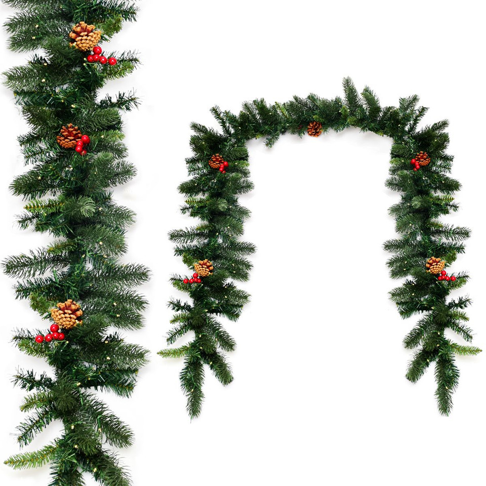 9-Foot Pre-lit Artificial Garland with Red Berries  product image