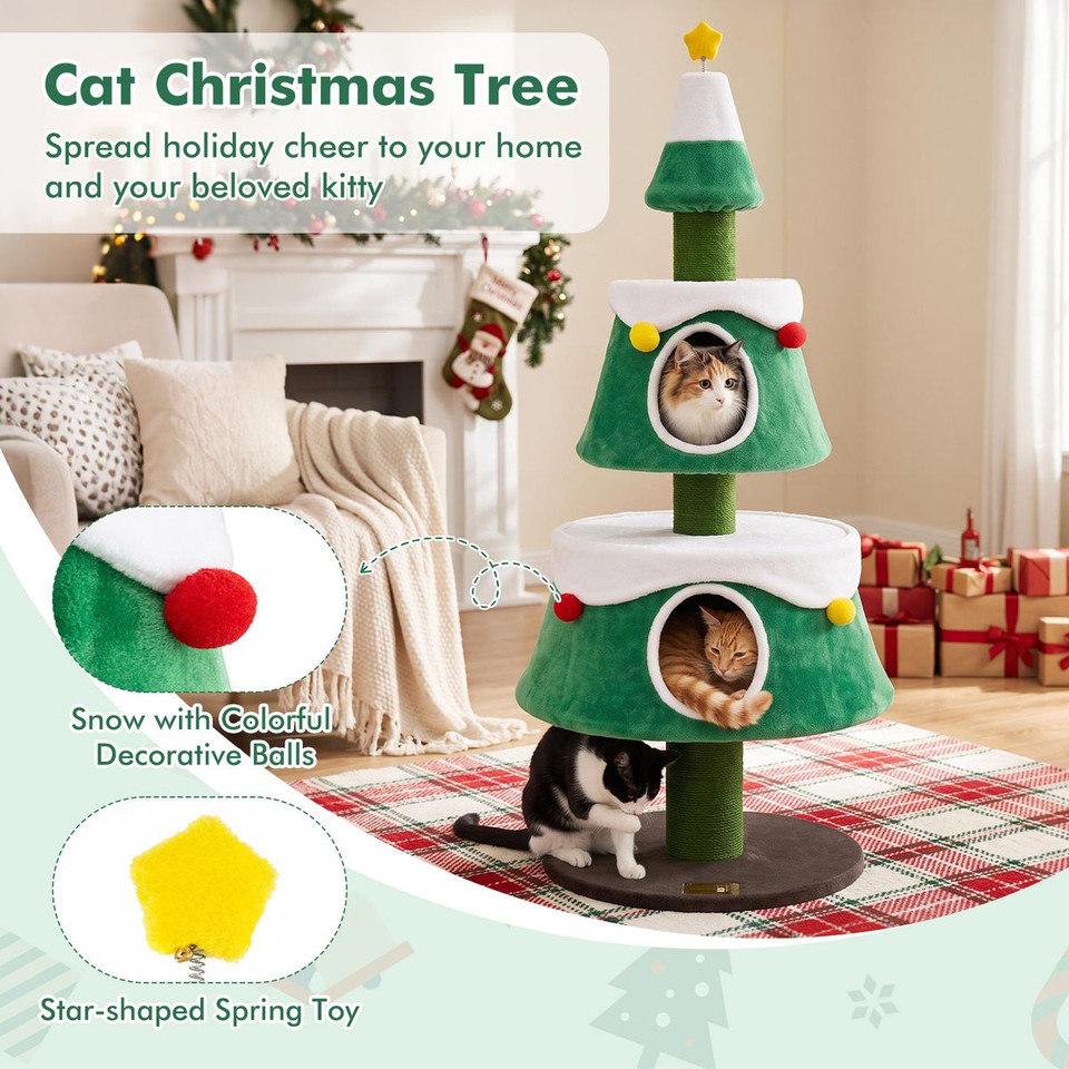 61.5" Cat Christmas Tree with 2 Large Condos product image