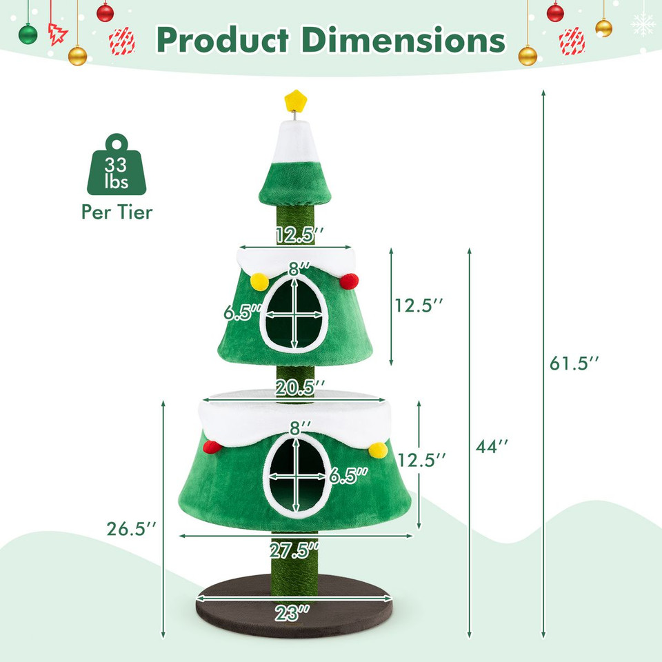 61.5" Cat Christmas Tree with 2 Large Condos product image