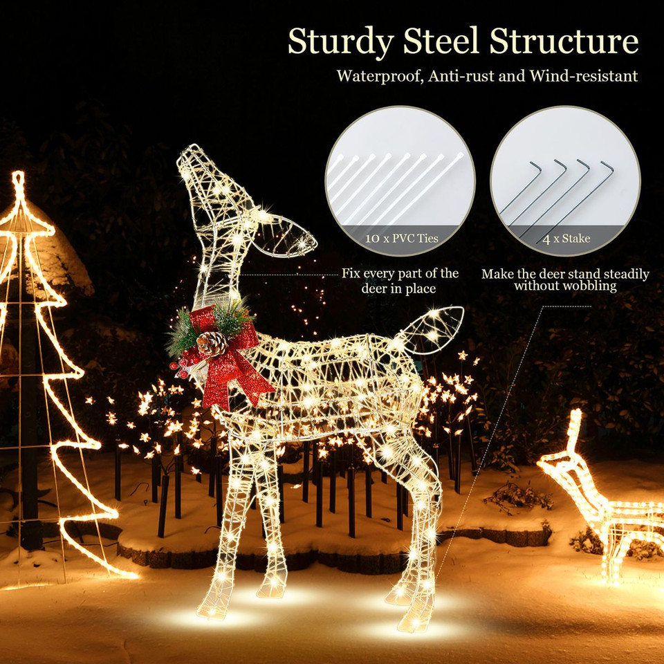 Lighted Christmas Deer with 50 White or Yellow LEDs product image