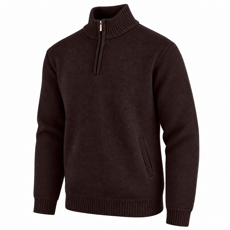 Men's Fleece Lined Quarter Zip Knit Sweater product image