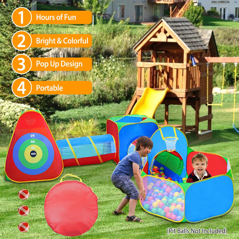 Kids' 5-Piece Pop-Up Ball Pit, Tent, and Tunnel Kit product image