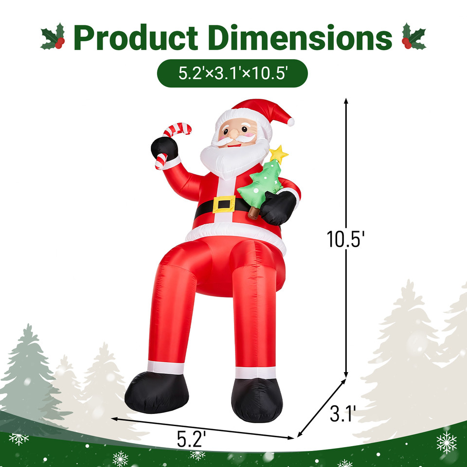 10.6-foot Sitting Santa Inflatable with 6 LED Lights product image