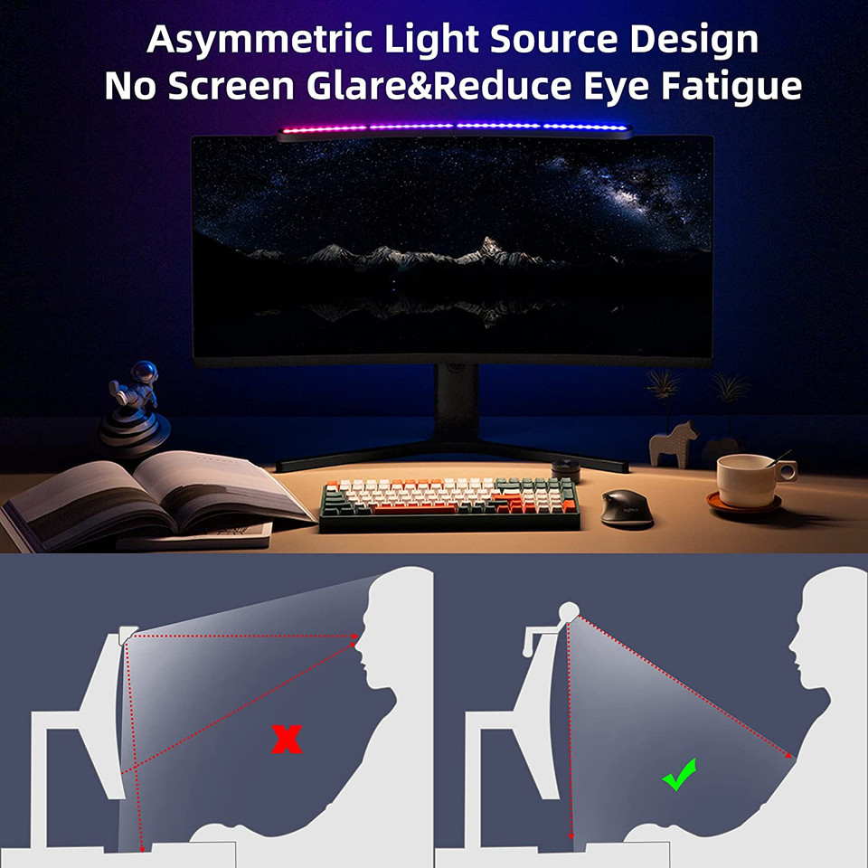 Curved Monitor Light Bar with Wireless Remote and 3 RGB Modes product image