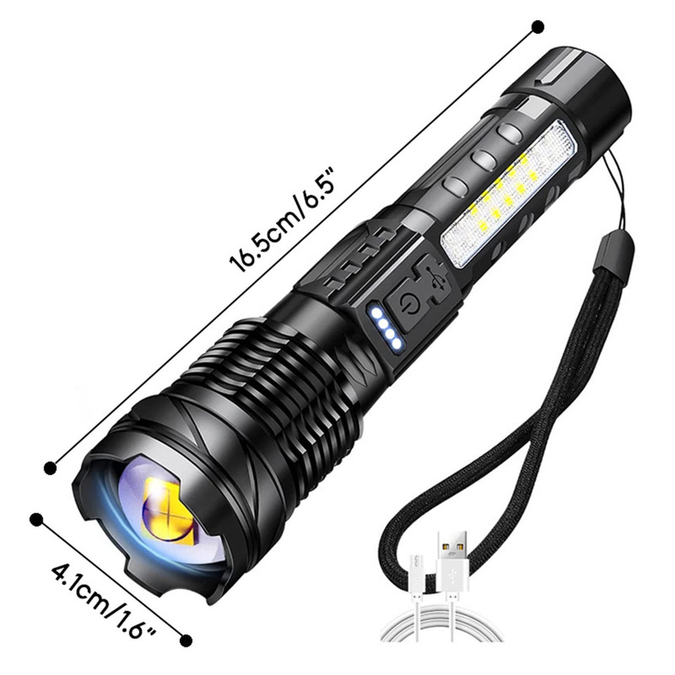 Zoomable LED Flashlight with COB Side Light product image