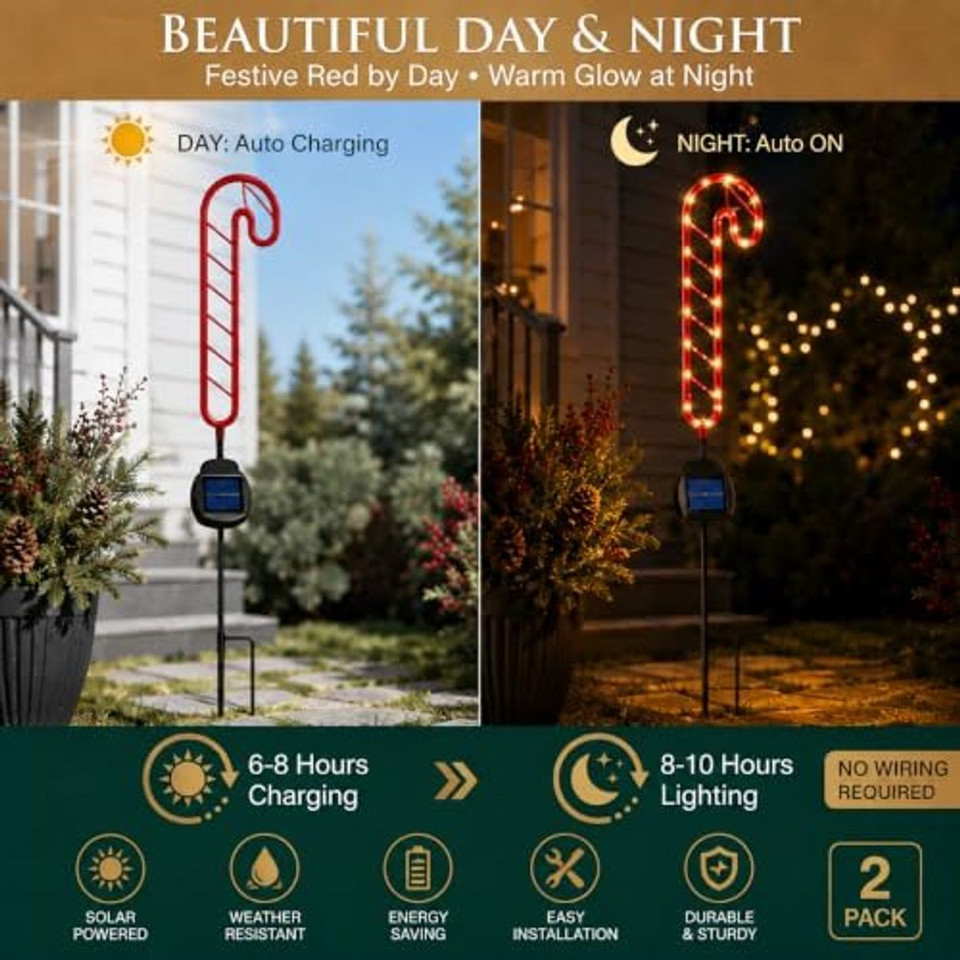 SUNSTAKES Solar Candy Cane Stake Light (2-Pack) product image