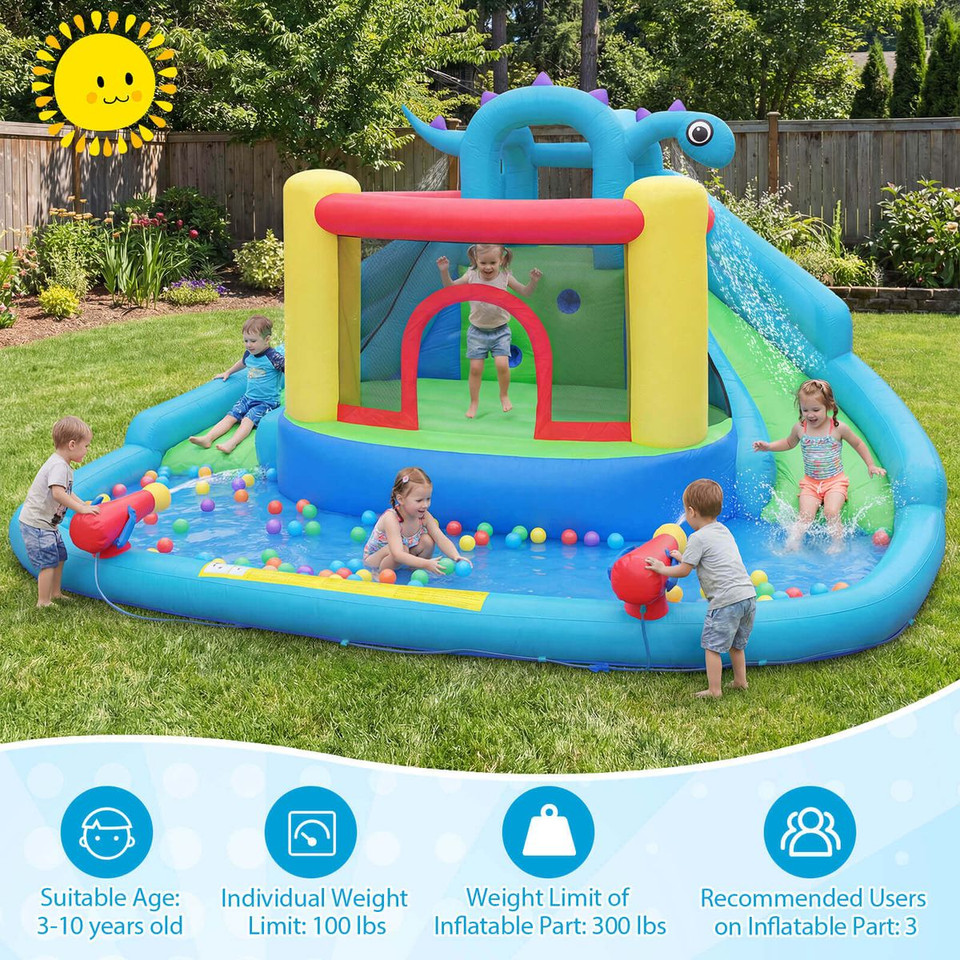  Inflatable Water Slide Park with Double Slides, Jumping Area, and Climbing Wall product image