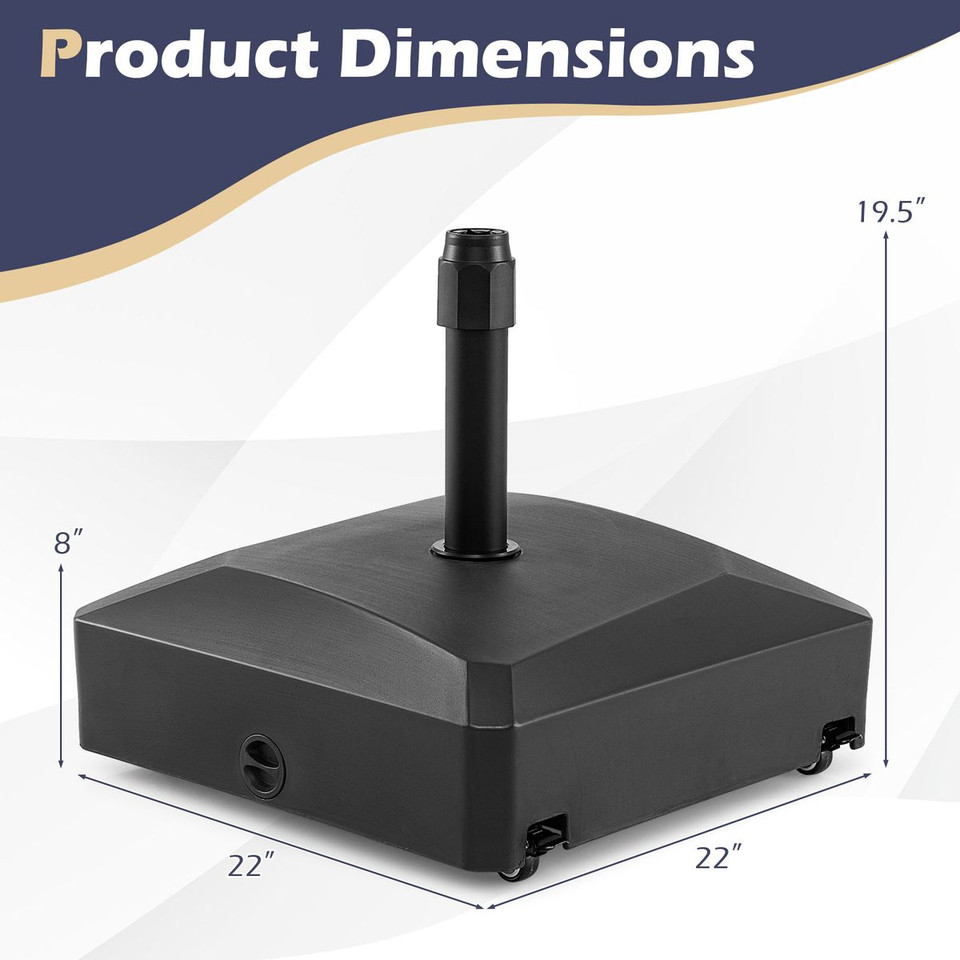 176 LBS Mobile Fillable Patio Umbrella Base with 4 Wheels and 2 Locks product image