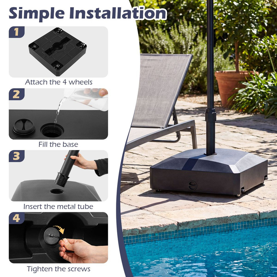 176 LBS Mobile Fillable Patio Umbrella Base with 4 Wheels and 2 Locks product image
