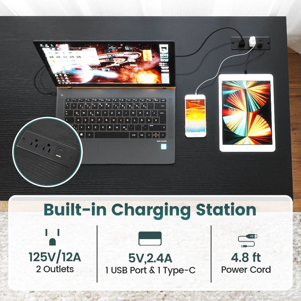 55" x 24" Computer Desk with Power Outlets & USB Ports product image