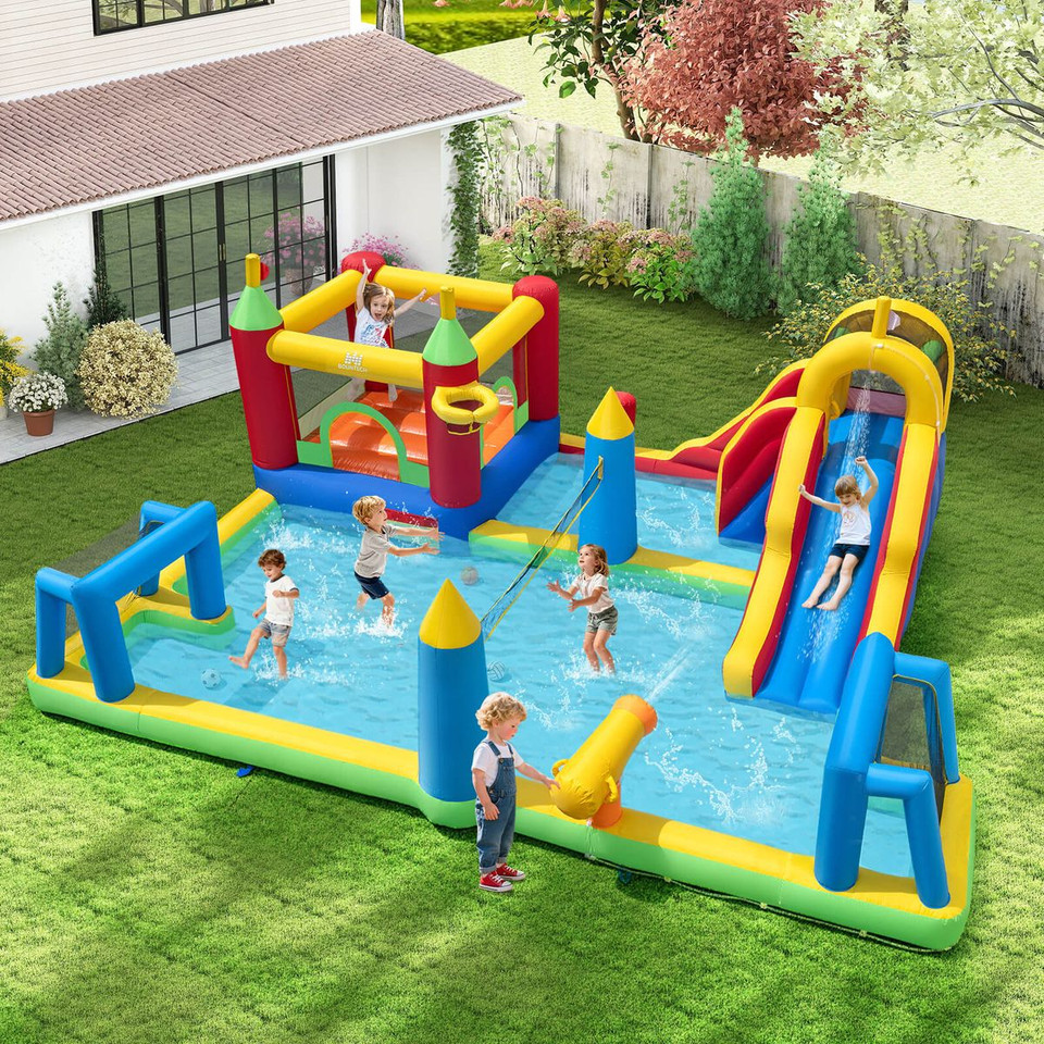Inflatable Water Slide Bounce House with Climbing Wall and Splash Pool product image