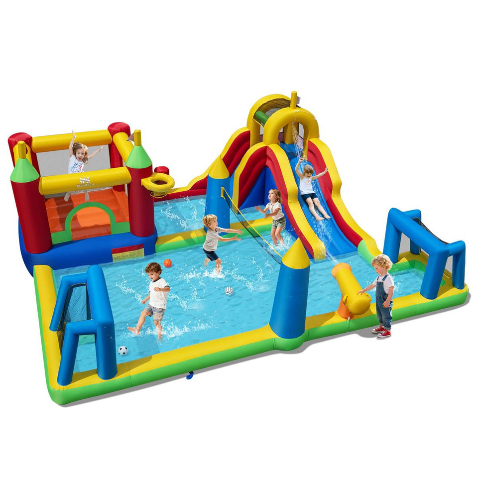 Inflatable Water Slide Bounce House with Climbing Wall and Splash Pool product image