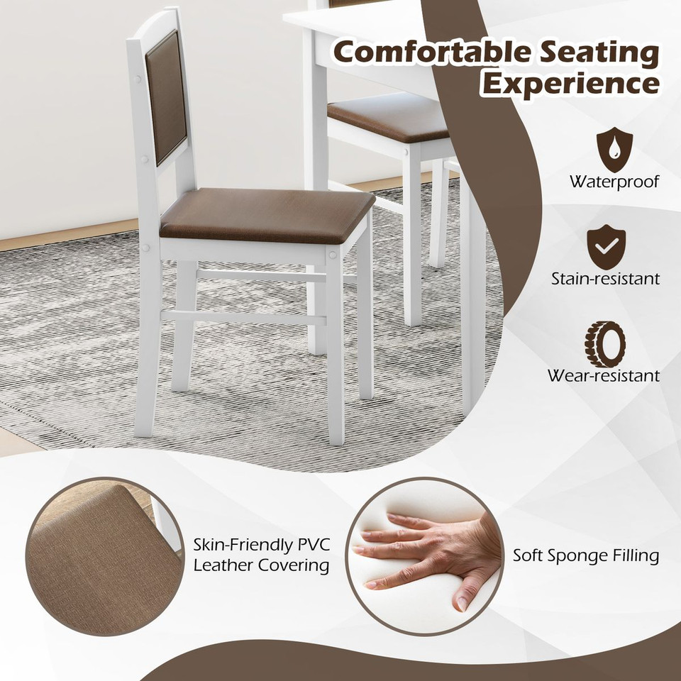 5-Piece Dining Table with Padded Dining Chairs  product image