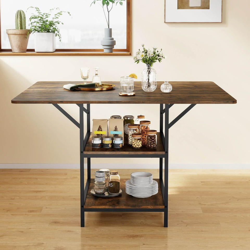 47” Rectangular Dining Table for 4-6People with 2-Layer Storage product image