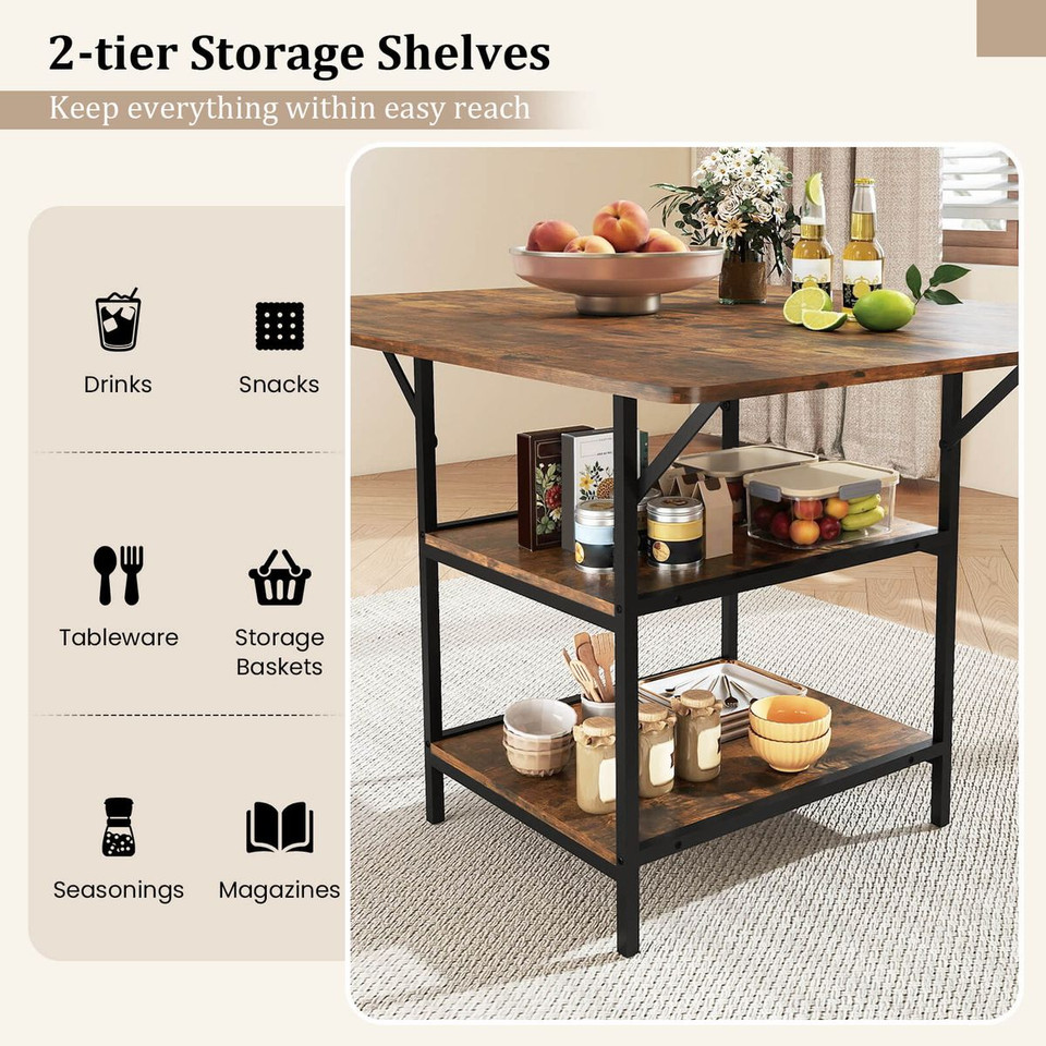 47” Rectangular Dining Table for 4-6People with 2-Layer Storage product image