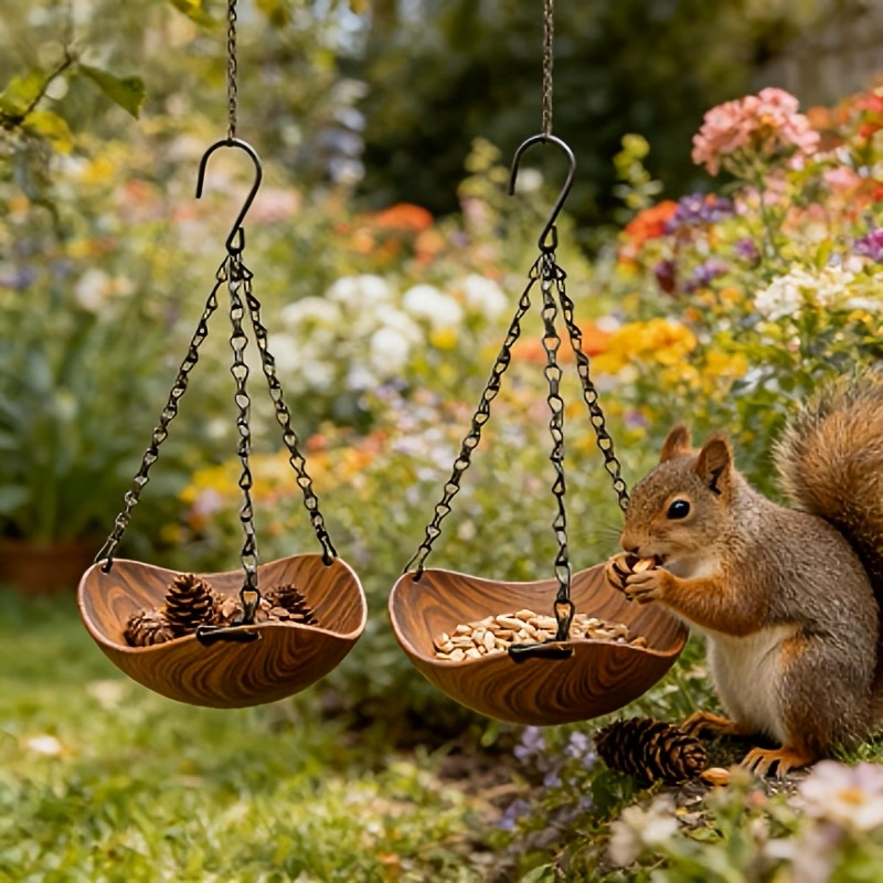 Wood-Grain Hanging Feeder Bowl product image