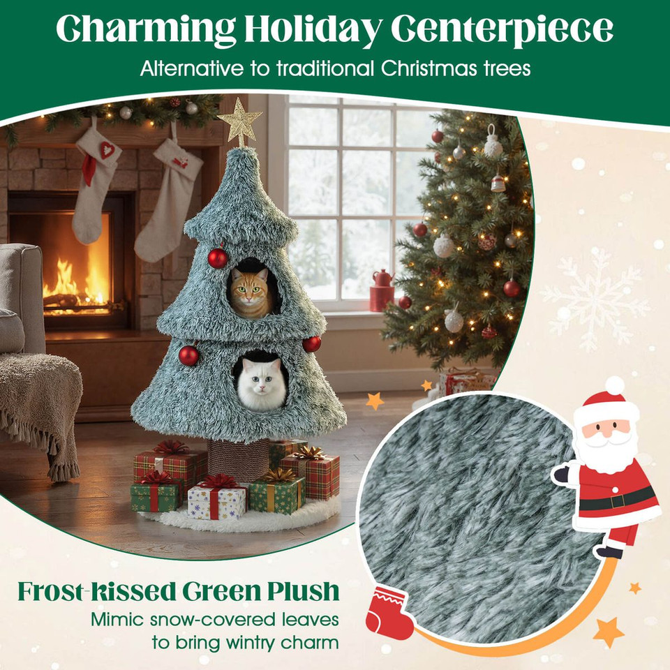 48.5” Christmas Cat Tree for Indoor Cats with 2 Large Condos, Scratching Posts product image