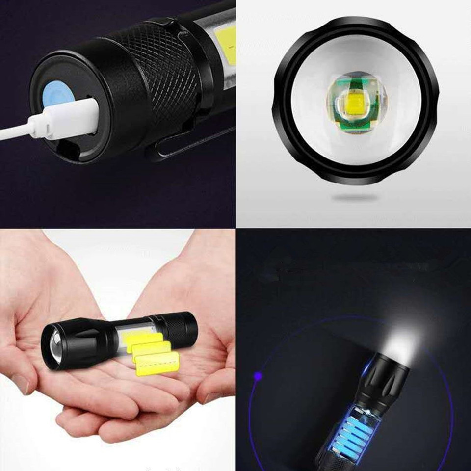 USB Rechargeable Small LED Flashlights with Work Light (2-Pack) product image