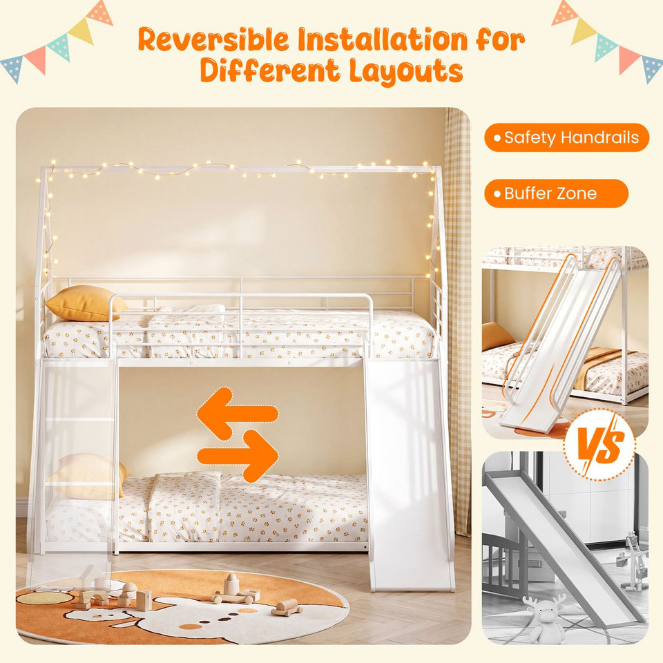 Twin Over Twin Low Bunk Bed House product image