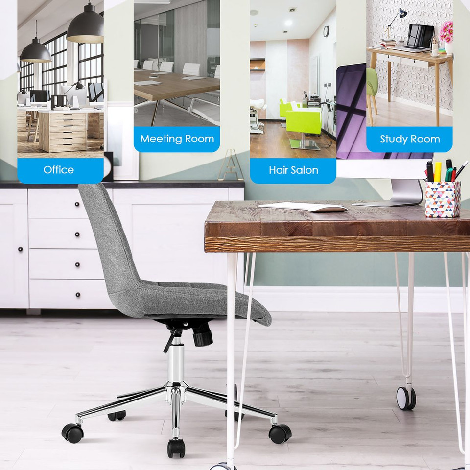 Goplus Upholstered Armless Office Chair with Adjustable Height & Wheels for product image