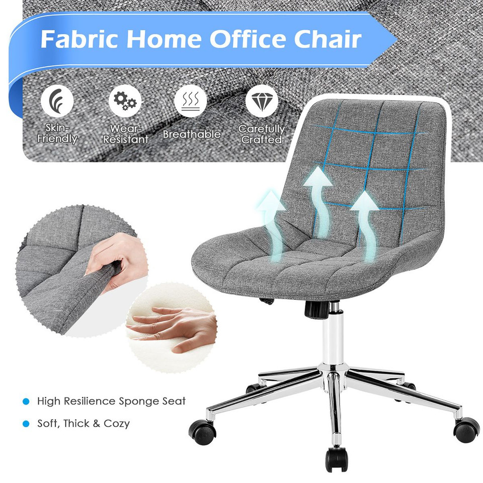 Goplus Upholstered Armless Office Chair with Adjustable Height & Wheels for product image