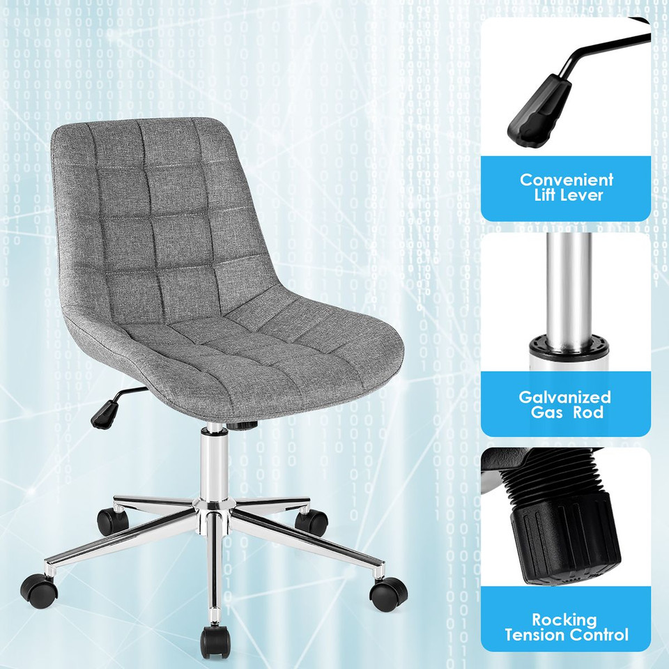 Goplus Upholstered Armless Office Chair with Adjustable Height & Wheels for product image