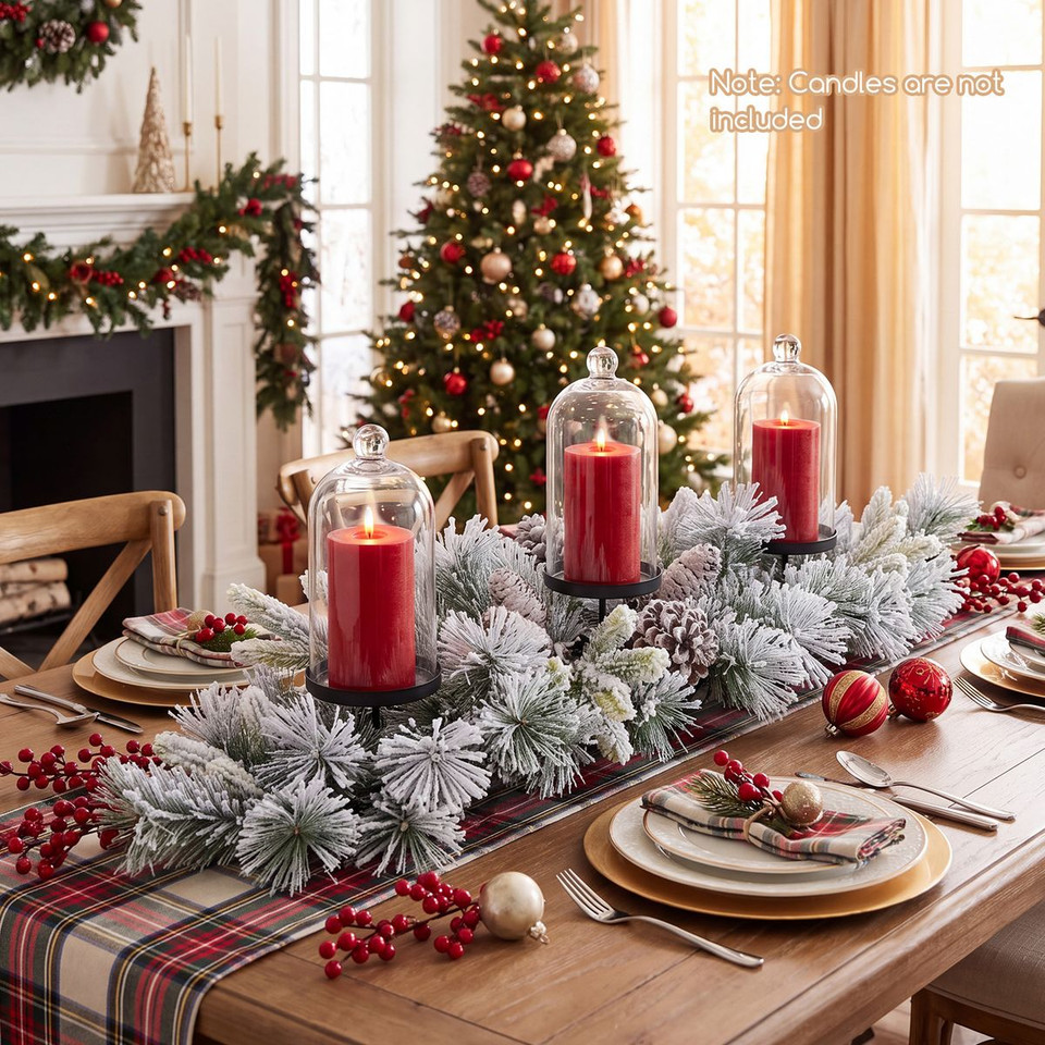 Foldable Christmas Centerpiece with 3 Candle Holder (1- or 2-Pack) product image