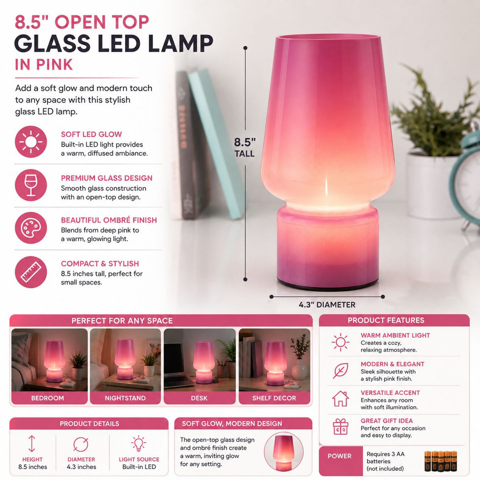 Brightside Open Top Glass LED Lamp product image