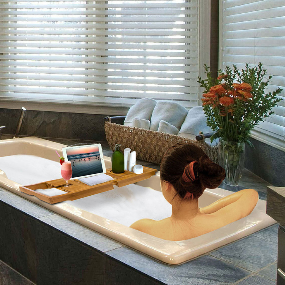 Expandable Bamboo Bathtub Caddy Tray product image