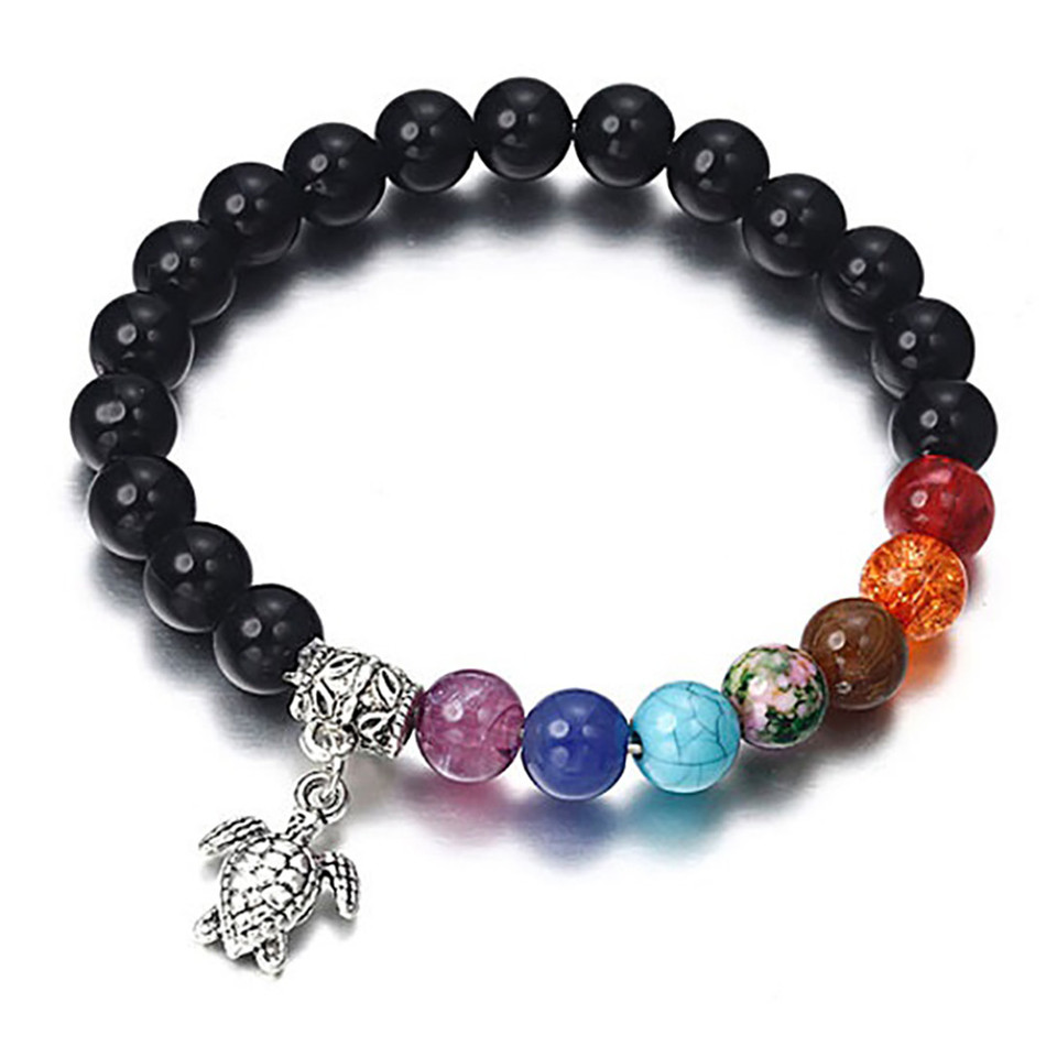 Natural Stone Genuine Black Lava Turtle Bracelet product image