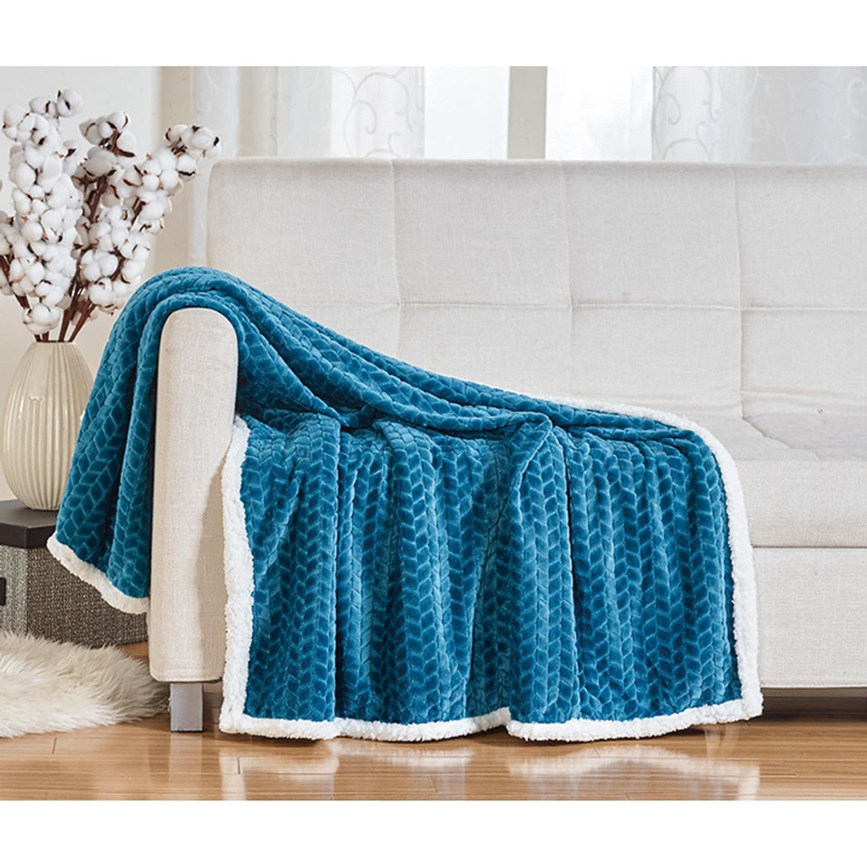 Sheradian Reversible Braid-Pattern Sherpa Throw Blanket product image